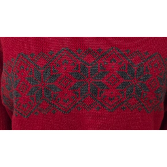 American Outpost Mens Red Nordic Holiday Snowflake Long Sleeve Sweater Size M - Picture 4 of 11